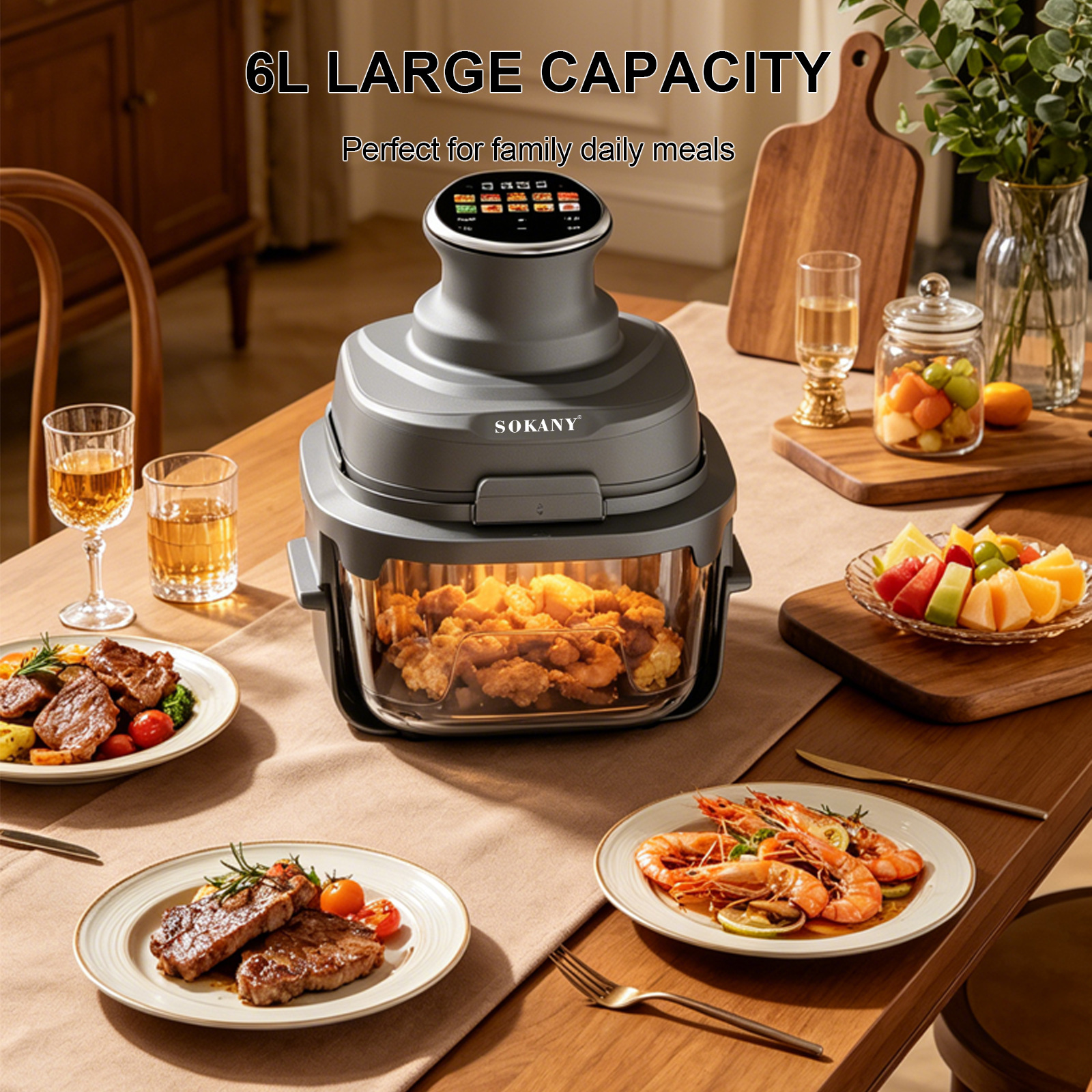 6L Large-capacity Air Fryer With Timer And Viewing Window