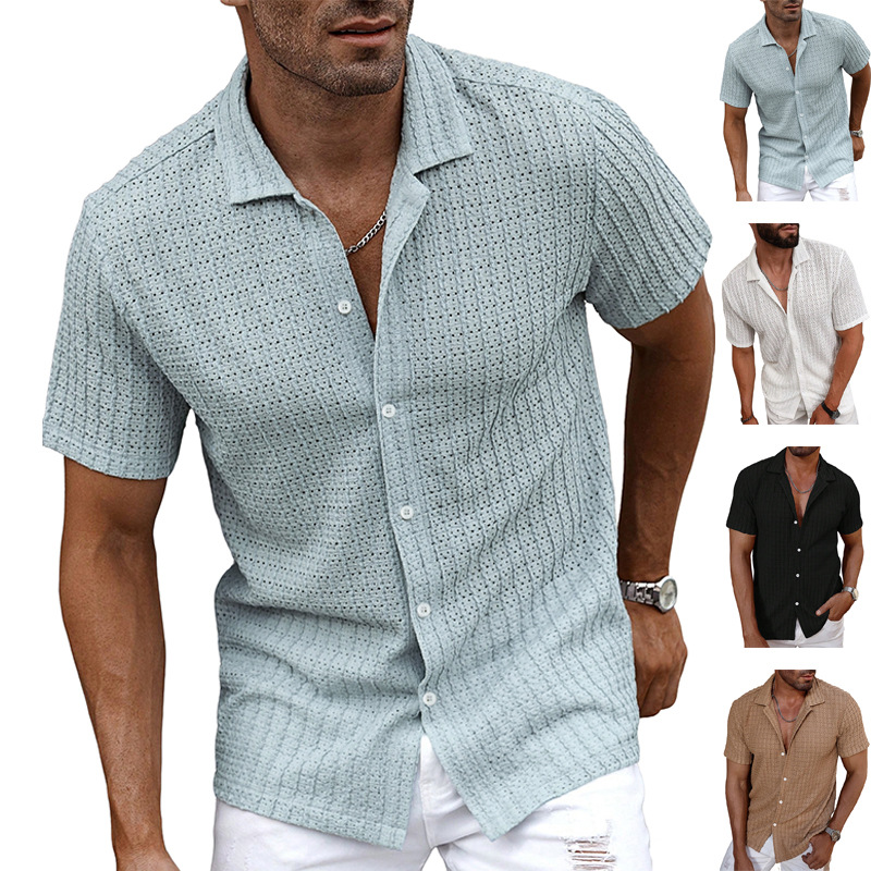 Men's Lapel-Button Shirt With Vent Holes Casual T-Shirt