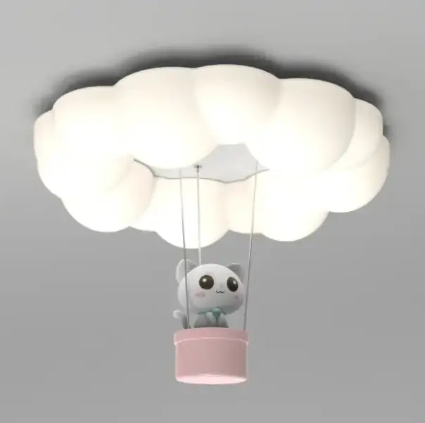 Cream Style Cartoon Panda Bedroom Pendant Light