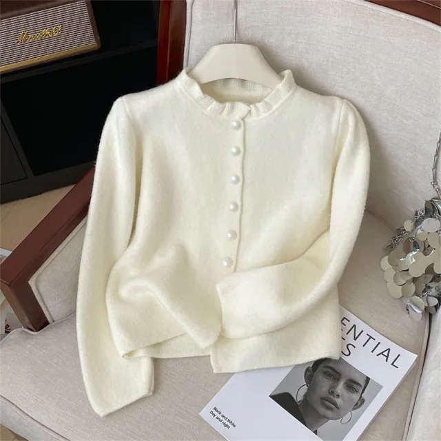 Advanced Top feel Little Fragrance Ear Sweater Coat White - Shop at LoveMi