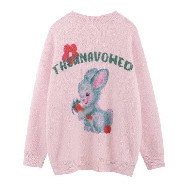 Fall Women's Clothing Plush Loose Knit Sweater Pink - Shop at LoveMi