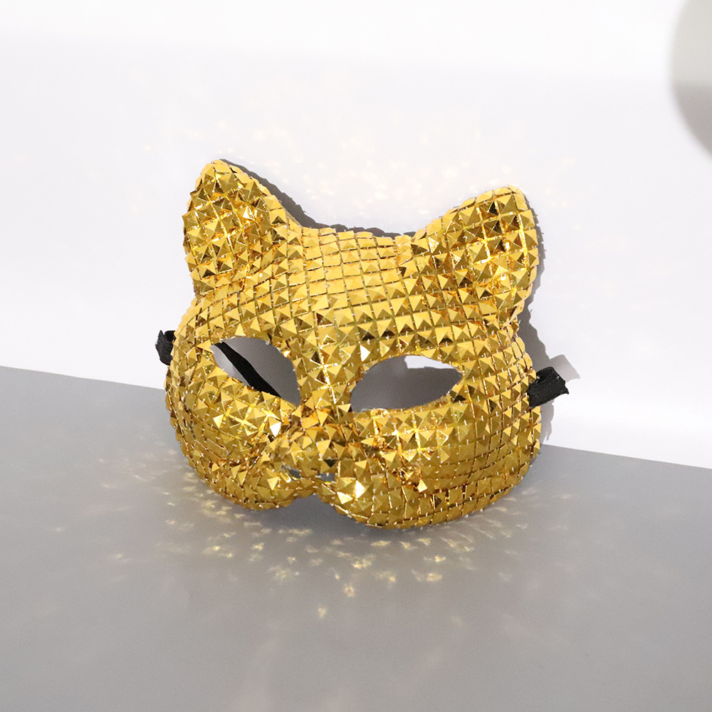 Halloween Ball Party Cat-Face Rhinestone Mask detail photo 2