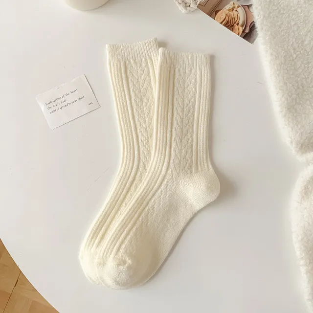 Milky White Twist Wool Socks Children Milky White - Shop at LoveMi