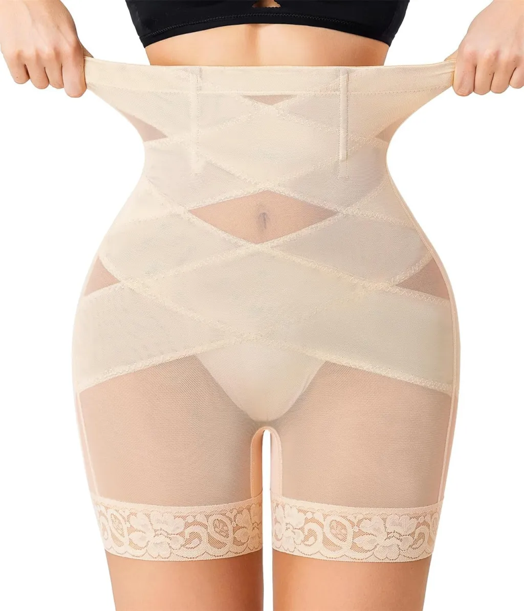 Mesh Lace Breathable Hip Lifting Body Shaping Pants - Skin Colour
