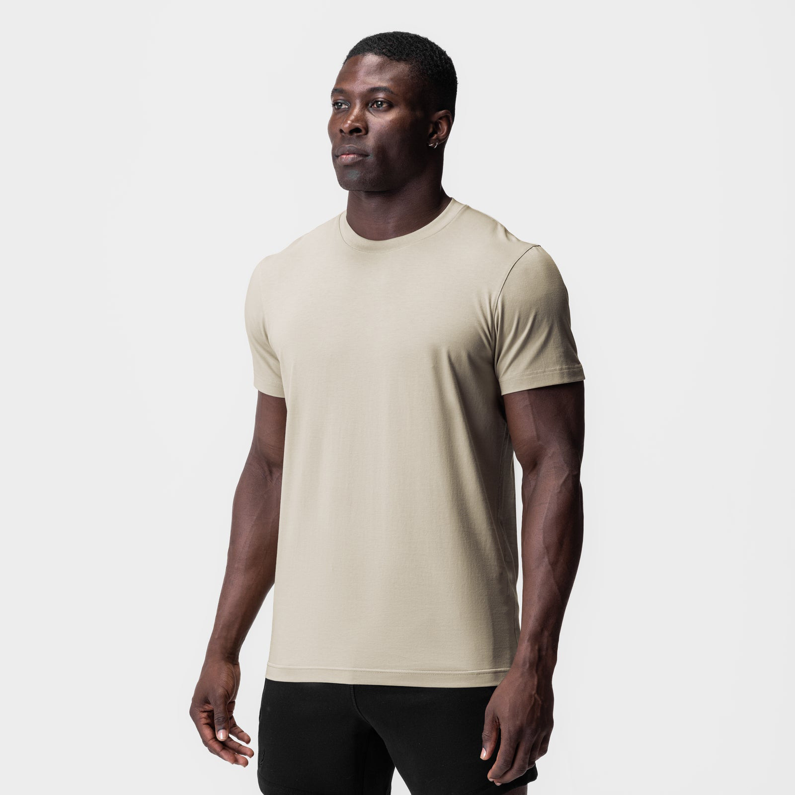 Men's Ice-feel Cotton-polyester Stretch Moisture-wicking Crew-neck T-shirt