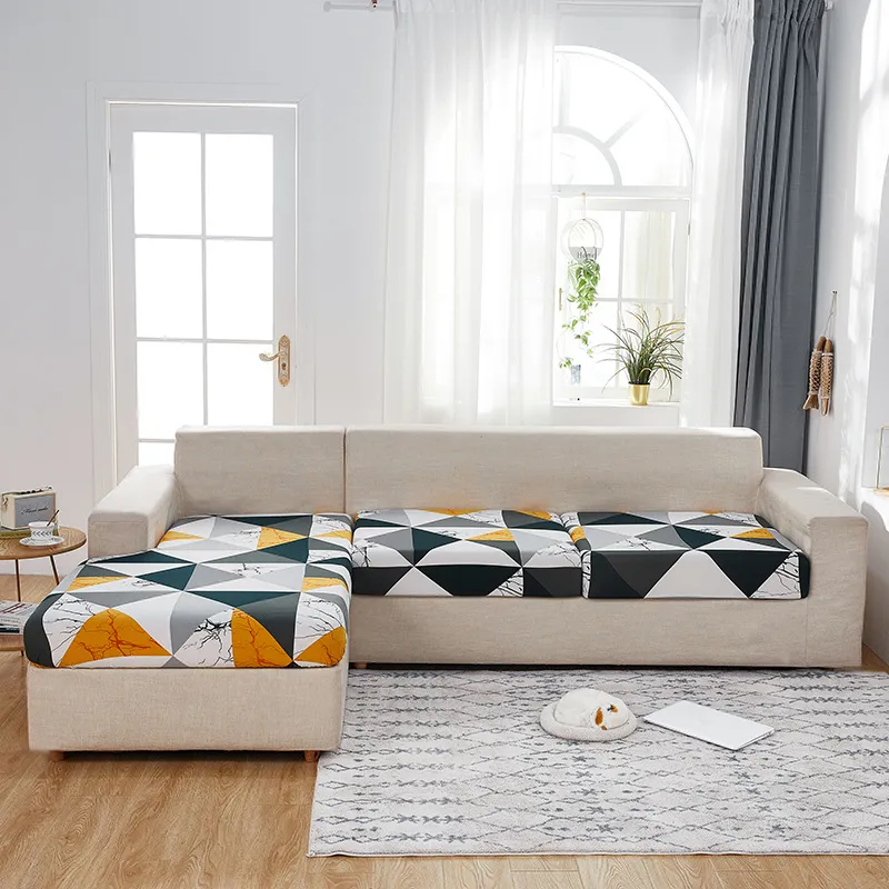 Milk Silk Printed Sofa Seat Cover Stretch Sofa Cushion Cover - Simple Style
