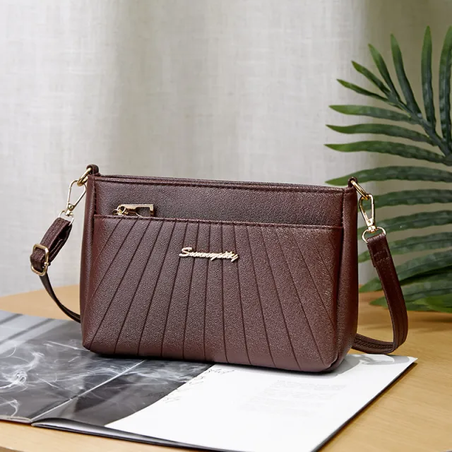 Fashion Rhombus Middle aged Mom Shoulder Messenger Bag Brown - Shop at LoveMi
