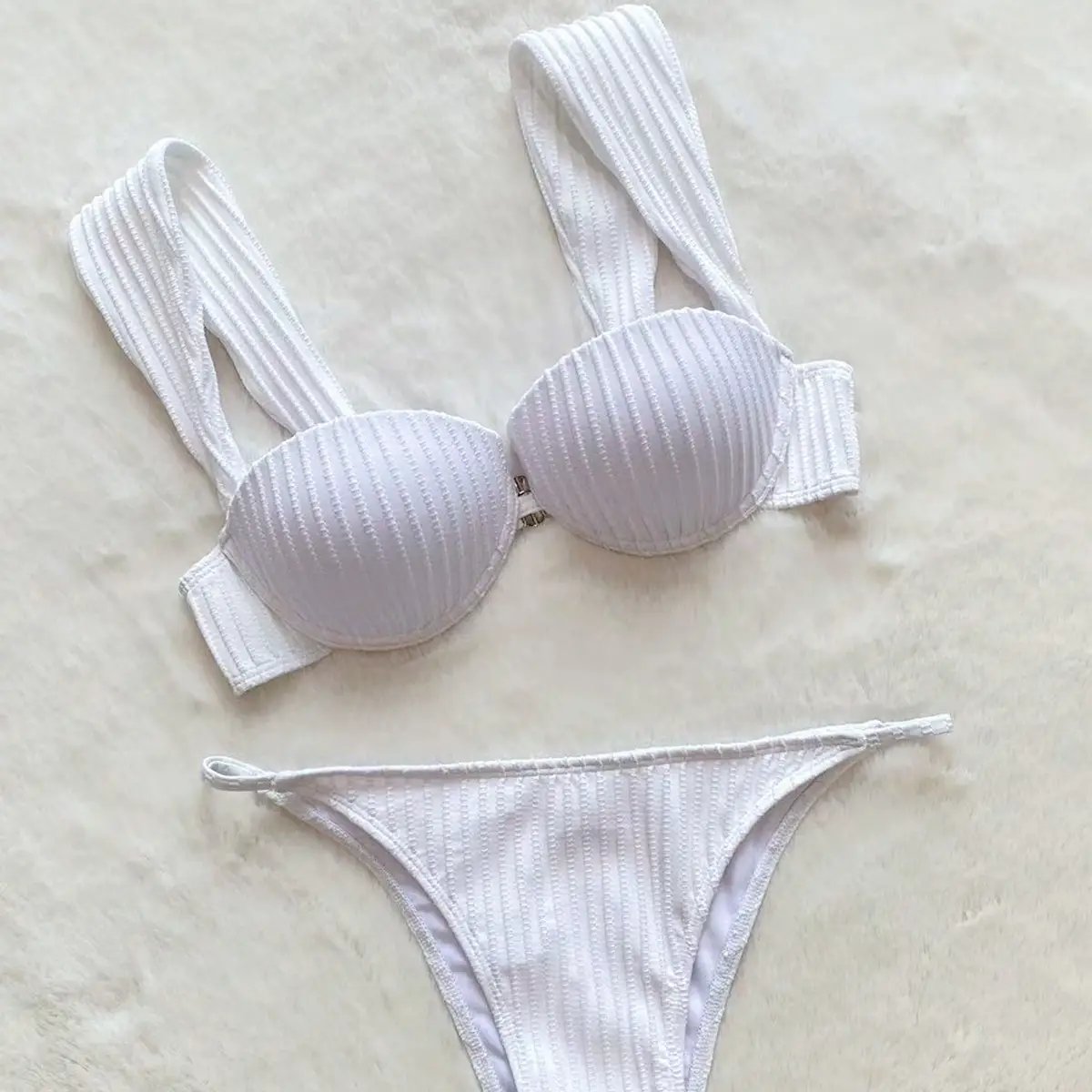 European And American Bikini Solid Color Push-up Sexy Split Women's Swimsuit Swimsuit