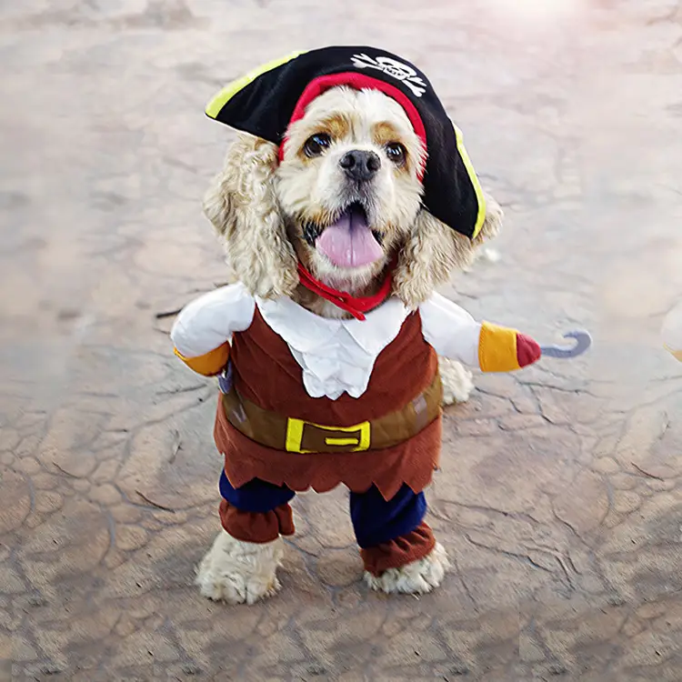 Cross-border Bestseller Dog Costume For Christmas And Halloweenpirate Police Officer Or Transforming Standing Outfit
