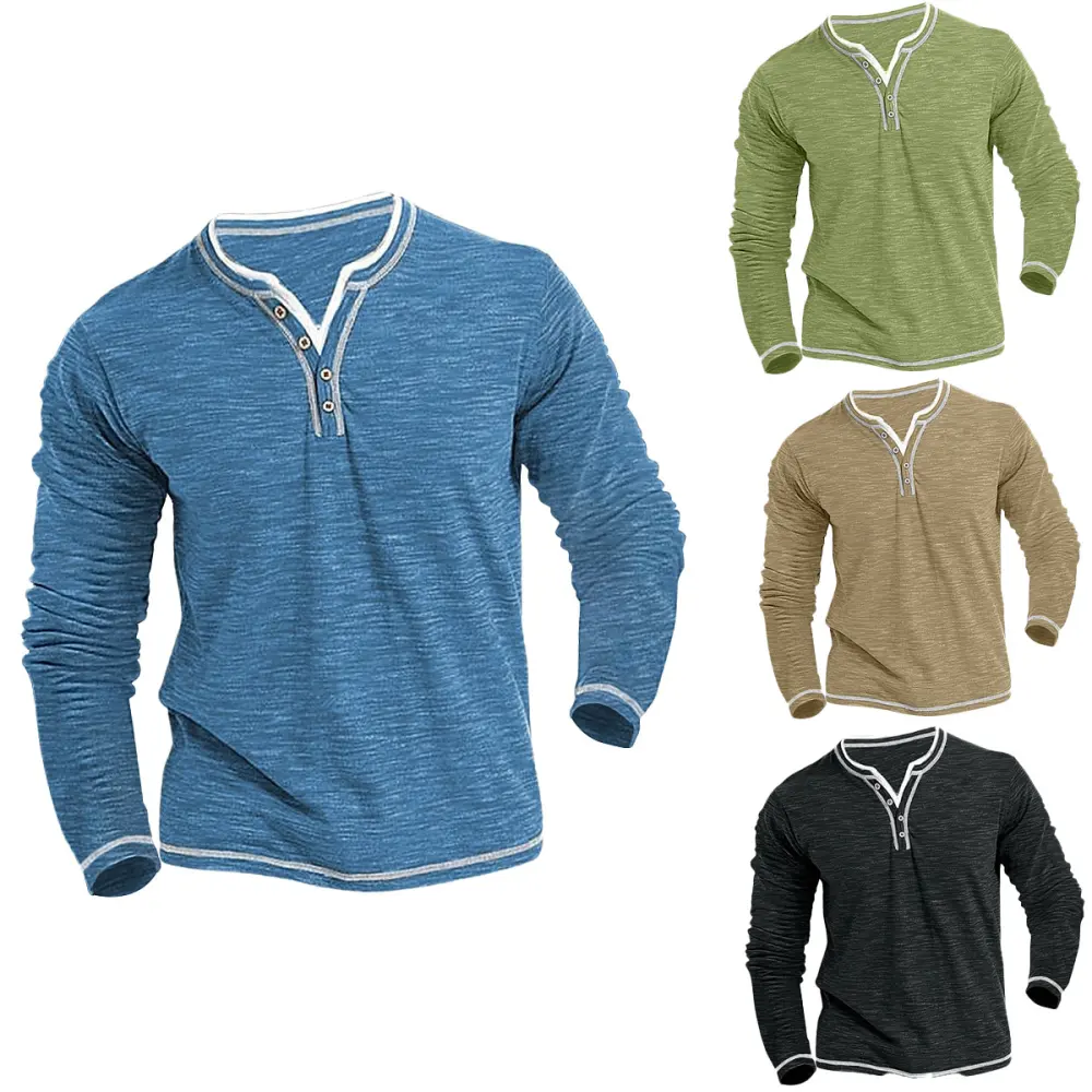 Comfortable Soft Stretch Henley Shirt T-shirt