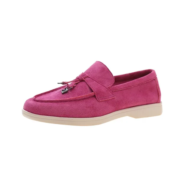 Plus Size Soft Bottom Slip on European And American Leisure Round Toe Flat Shoes Red - Shop at LoveMi