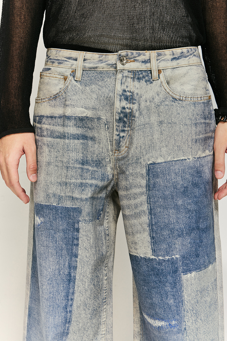 Title 2, Washed Snowflake Digital Printing Jeans