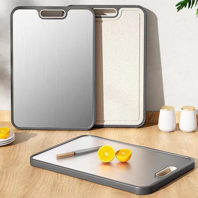 Stainless Steel Double-sided Multi-functional Food-grade Thickened Antibacterial And Mildew-resistant Cutting Board