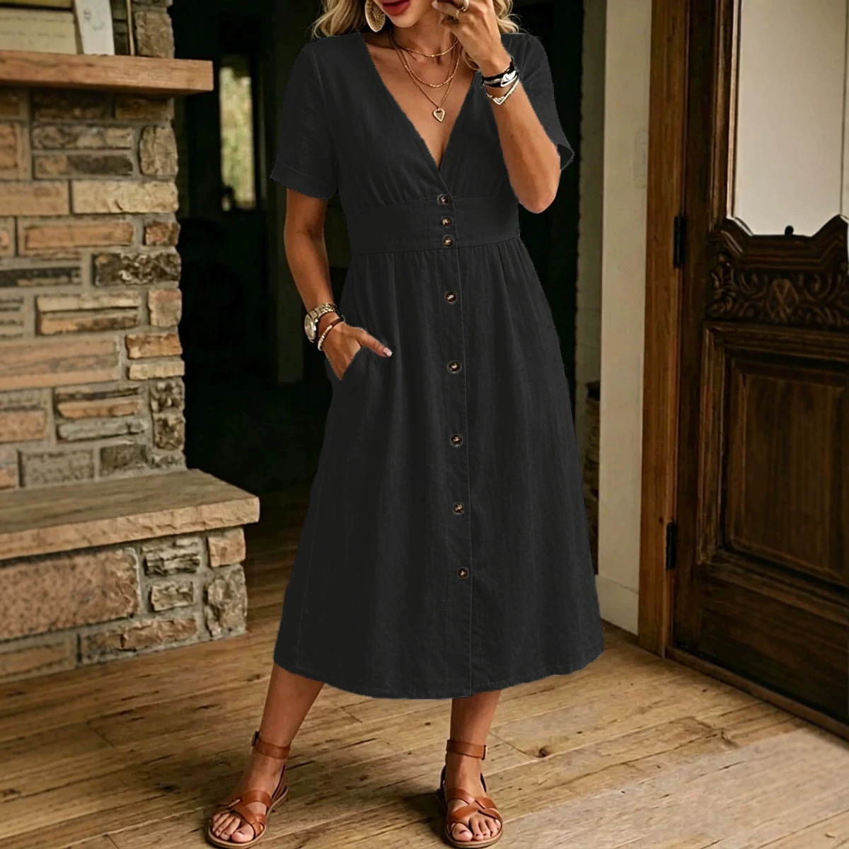 Women's Casual Loose Fashion Short-Sleeve Dress