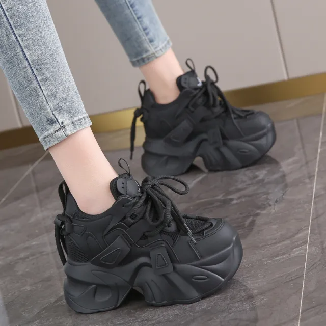Women's Popular Casual Thick soled Small Dad Shoes Black - Shop at LoveMi