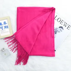 Annual Meeting Warm Cashmere Tassel Scarf - Rose Red - View 1