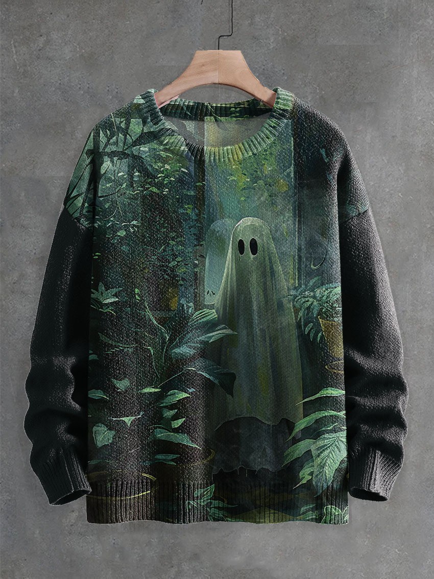 Suéter estampado de terror con patrón de fantasmas - Imagen 8 de 17