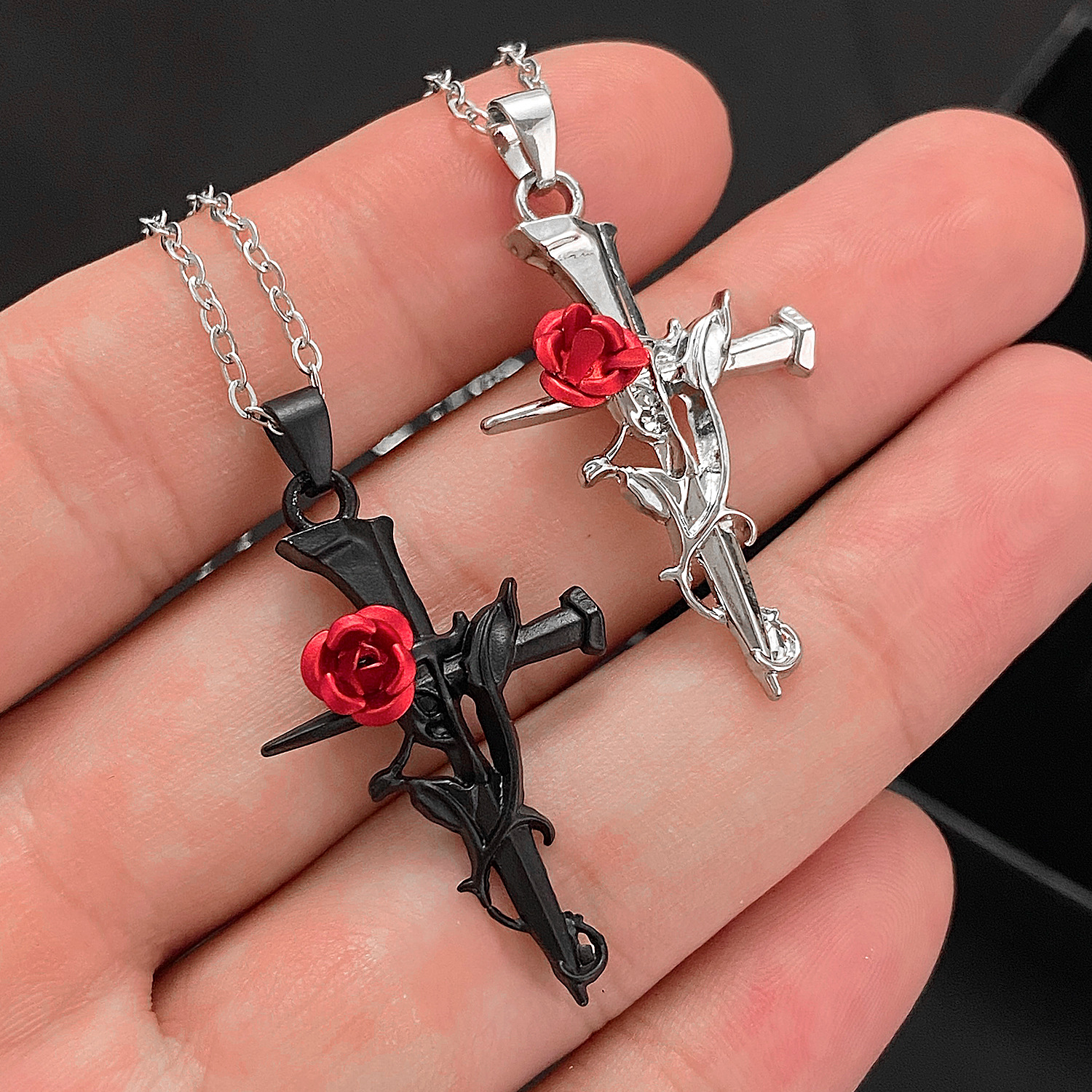 Love Rose Necklace Female Gothic Wrapped Flowers