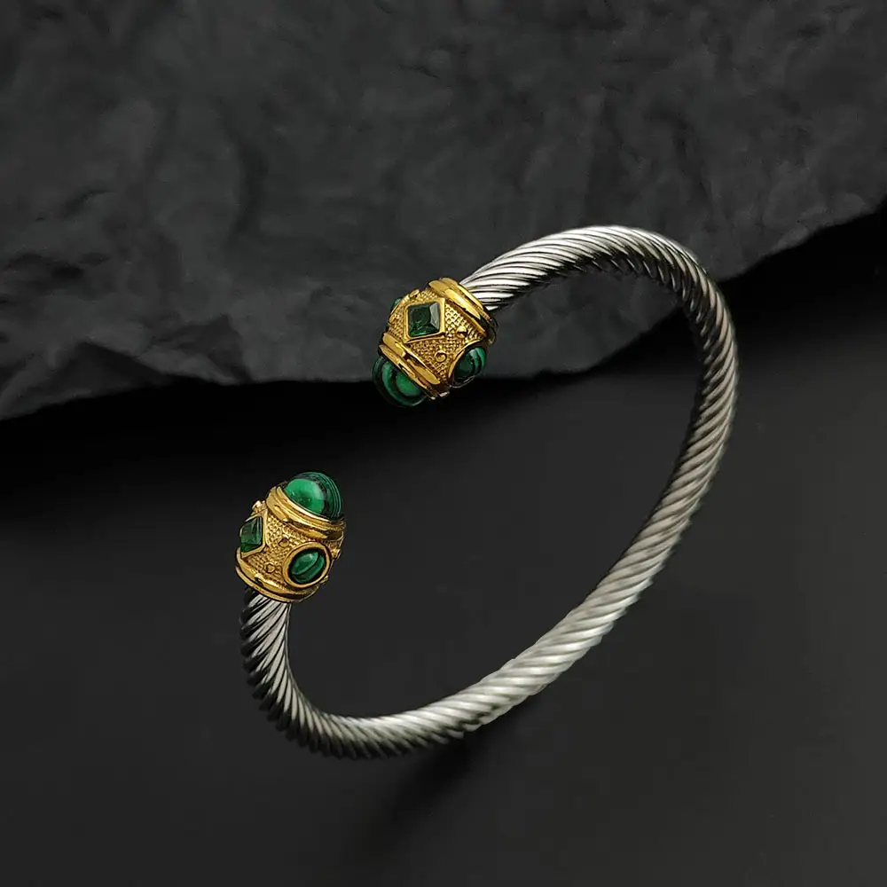 Emerald Enamel Open-ended Bracelet Jewelry