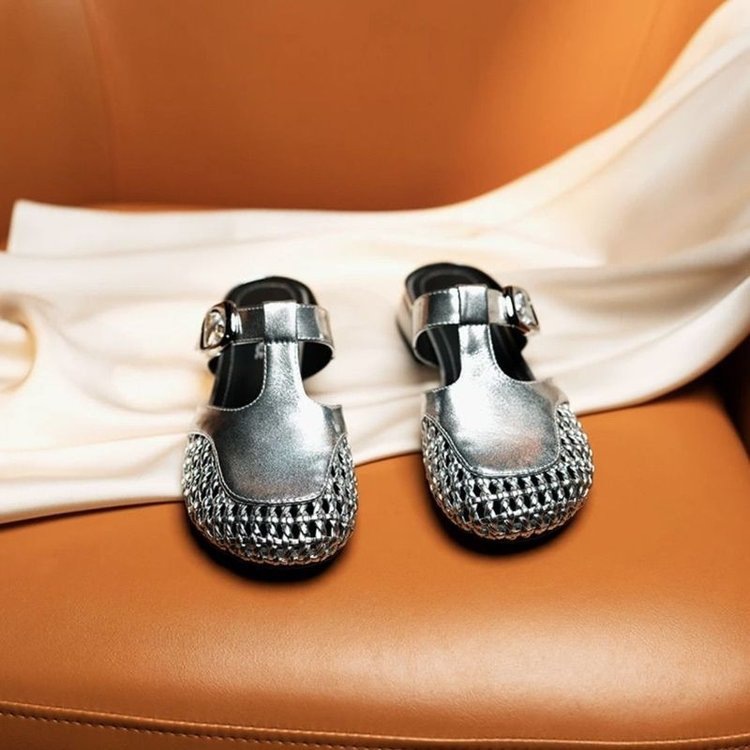 Womens Casual Woven Open-toe Slip-on Sandals
