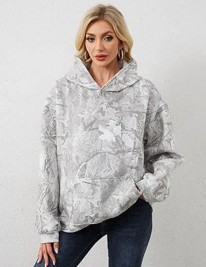 Women's Fashionable Printed Camouflage Maple Leaf Hoodie Top L2591154 Xxl - Shop at LoveMi