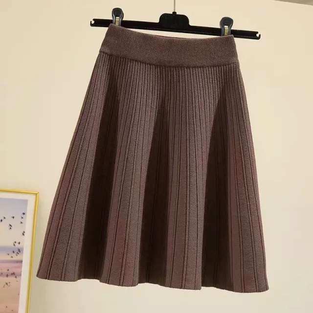 Knitted Umbrella Skirt Skirt High Waist Autumn And Winter Women Brown - Shop at LoveMi
