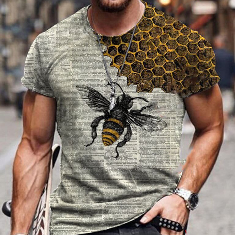 Title 6, Camiseta Casual Slim Art Bee para Hombre Estilo...