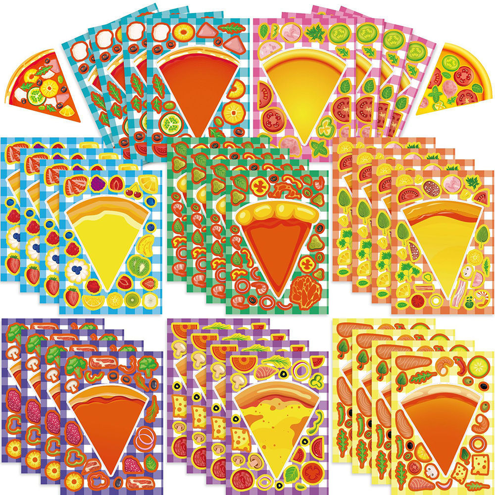 Title 2, 8 kreative Cartoon Gourmet Pizza Puzzle Sticker...