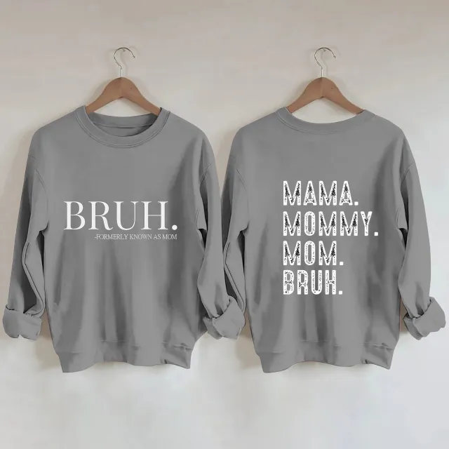 Simple Letter Printed Round Hoodie Gray - Shop at LoveMi