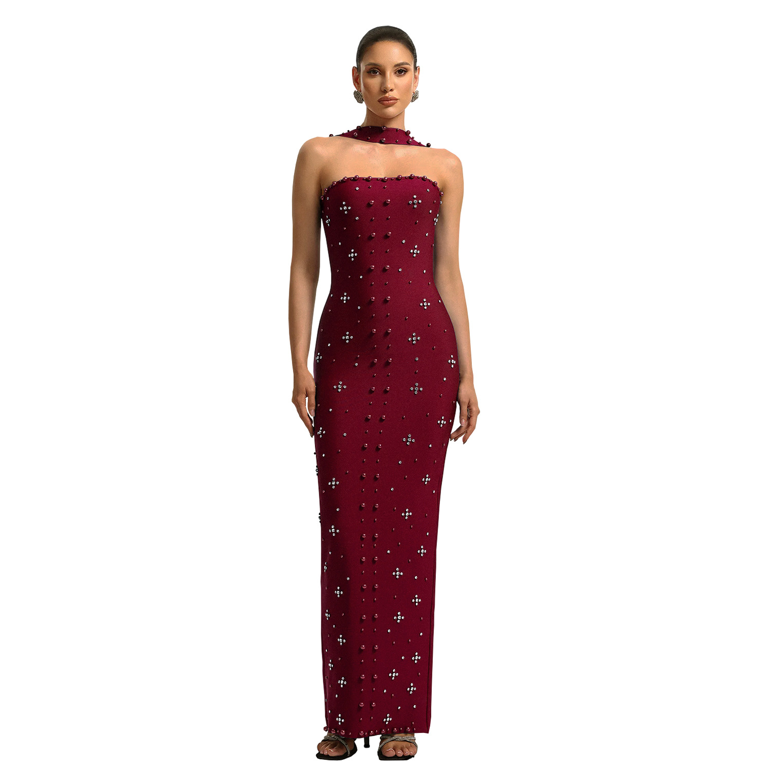 Elegant Beaded Bodycon Tube Dress For Women Red - Shop at LoveMi