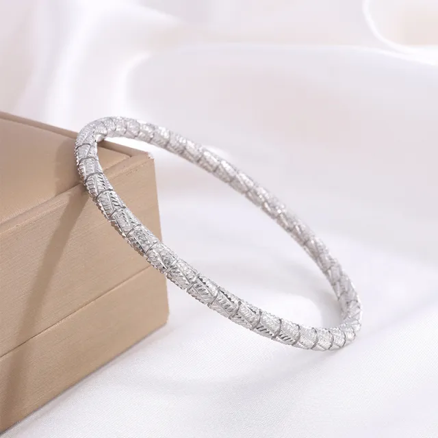 Stainless Steel Bamboo Round Beads Bracelet Silver Scratch Bamboo Joint - Shop at LoveMi