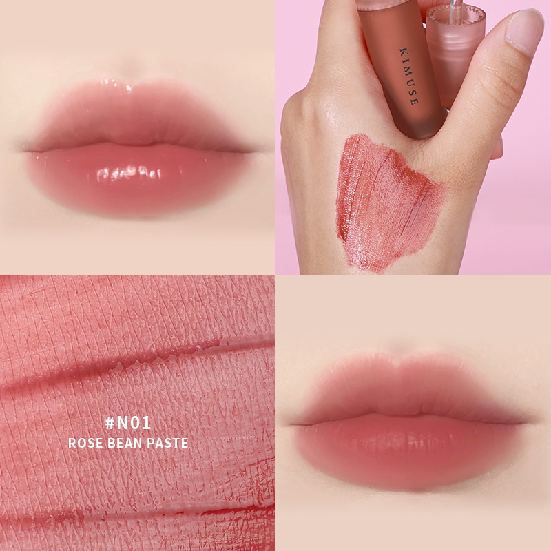 Velvet Matte Natural White Makeup Does Not Fade No Stain On Cup Lip Lacquer N01Rose Bean Paste - Shop at LoveMi
