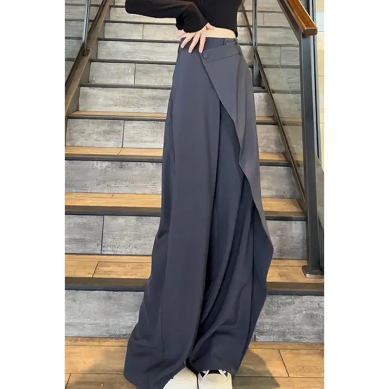 Irregularly Slimming High Waist Drooping Straight-leg Trousers