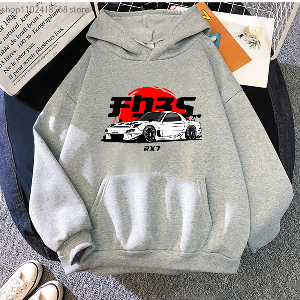 New Car Printed Men'swomen's Cotton Hoodie Casual - 11 Lightgray