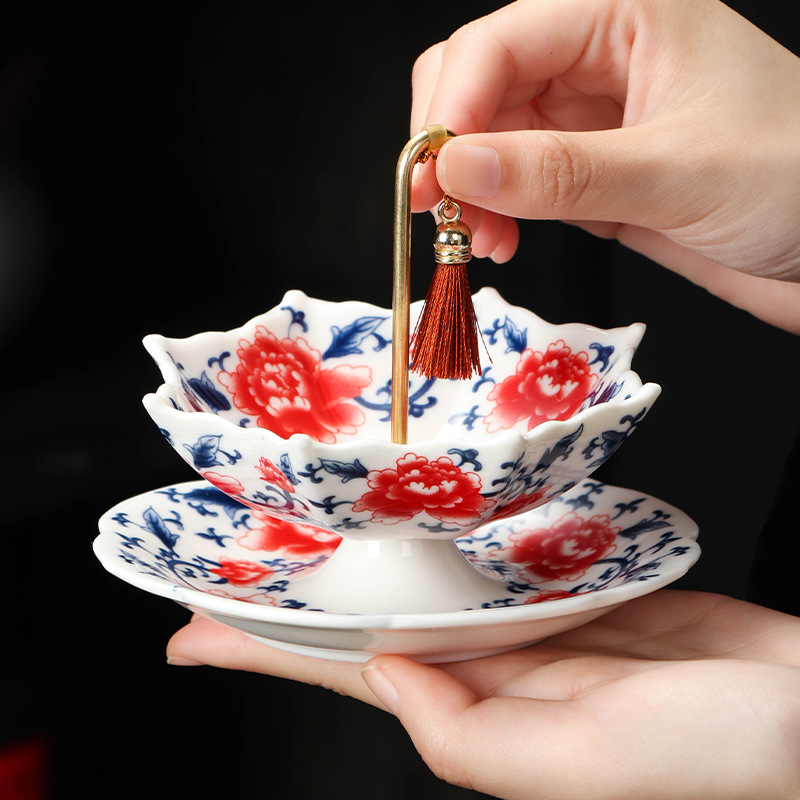 Ceramic coffee filter tea infuser ornament (peony umbrella