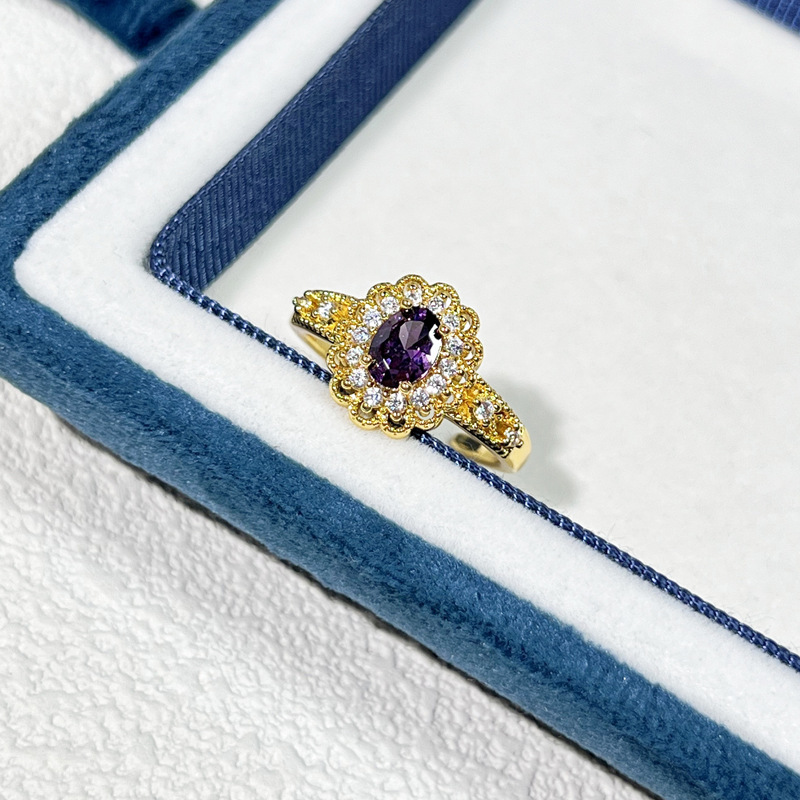 Light Luxury Exquisite Cross-border Super Fairy Sweet Cool Purple Diamond Ring