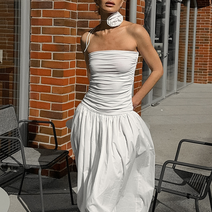 Autumn White European Flower Dress
