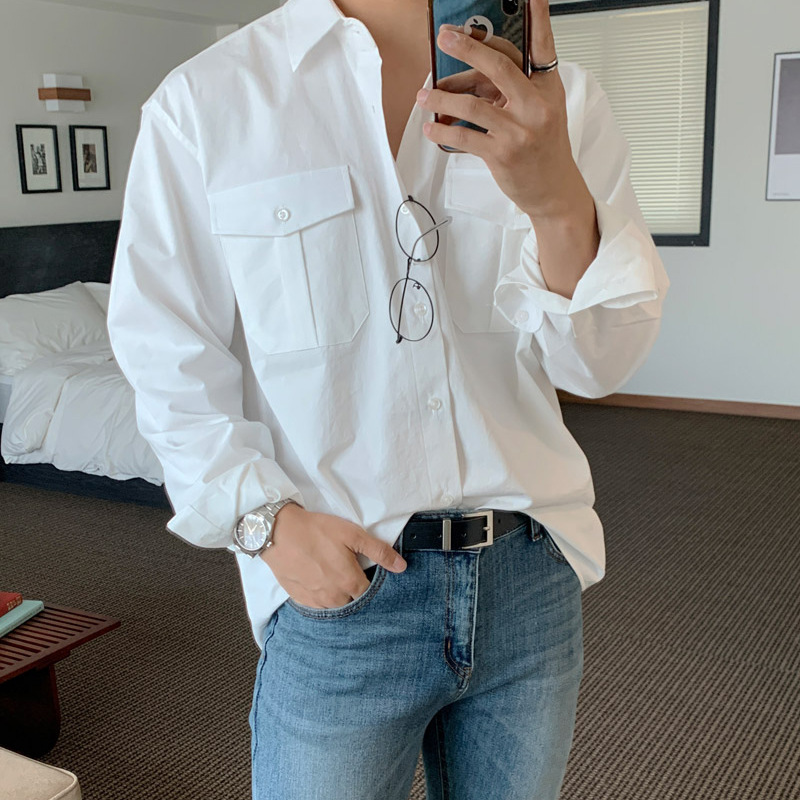 Casual Shirt Spring High-grade Solid Color Long Sleeve