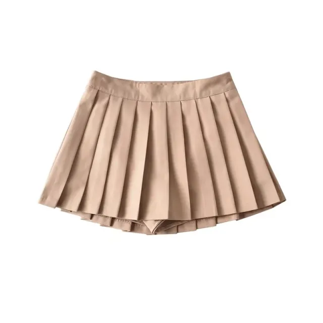 Girl's Pleated Skirt Women's Summer Short Skirt Korean Style High Waist Suit Draping Anti exposure A Line Skirt Khaki - Shop at LoveMi