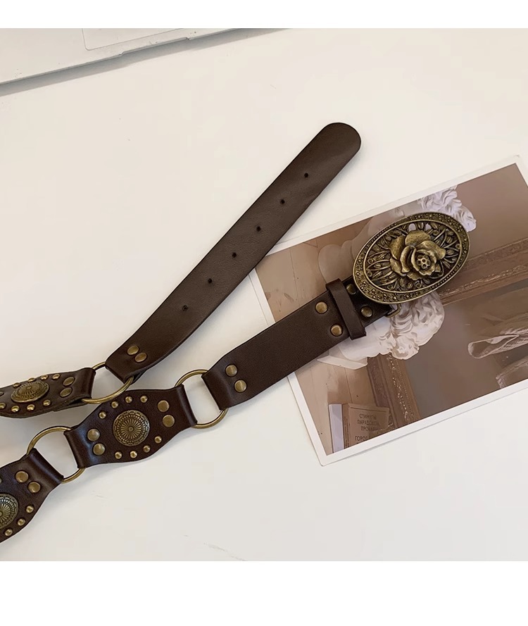 Vintage Style Boho Belt with Flower Design