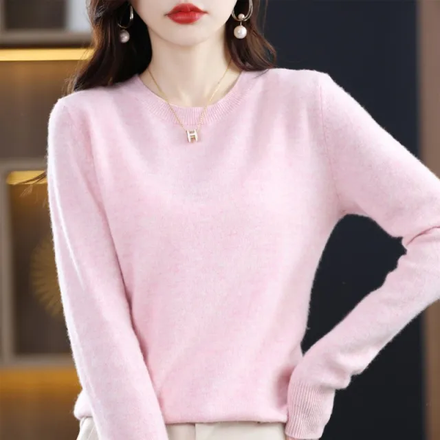 Fashion Autumn Undershirt Women's Long Wool Cherry Blossom Powder - Shop at LoveMi