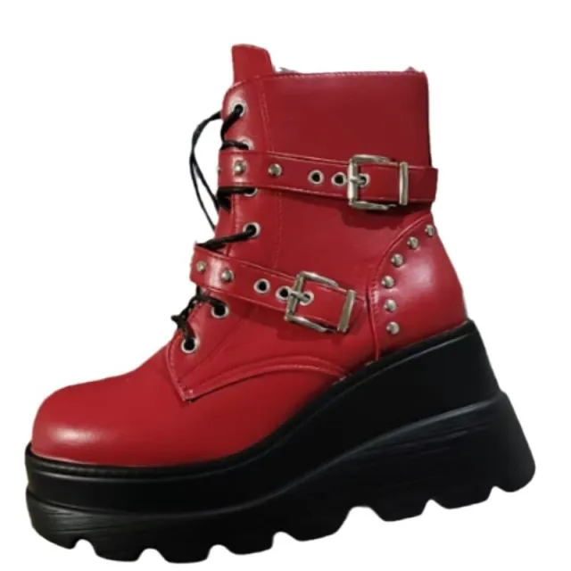 Thick Bottom Plus Size Short Boots Women Red - Shop at LoveMi