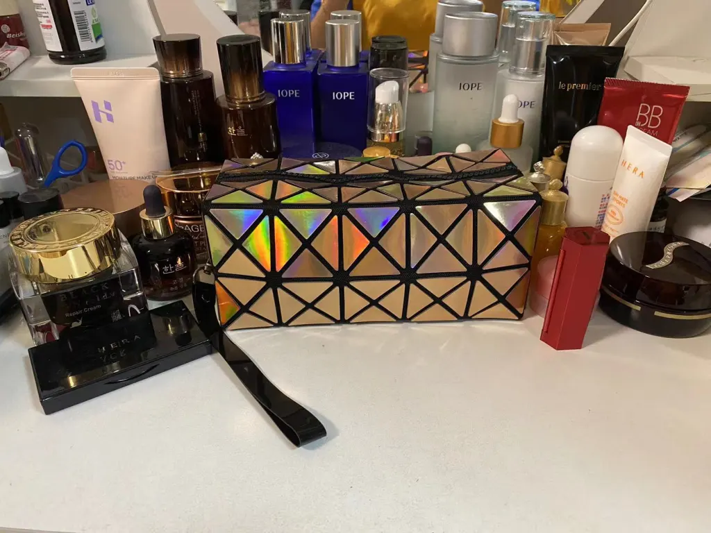 Laser Geometry Cosmetic Bag - Champagne 1207