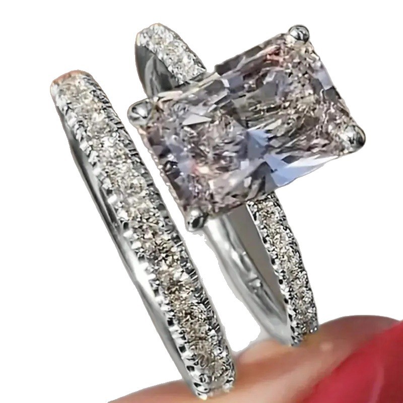 Fashionable High-end Two-piece Diamond-studded Ring Set
