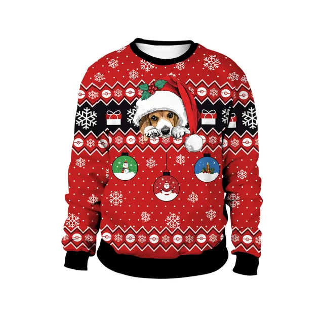 Women's Christmas Animal Print Pullover Round Neck Couple Sweater Sb102 050 Xxl - Shop at LoveMi
