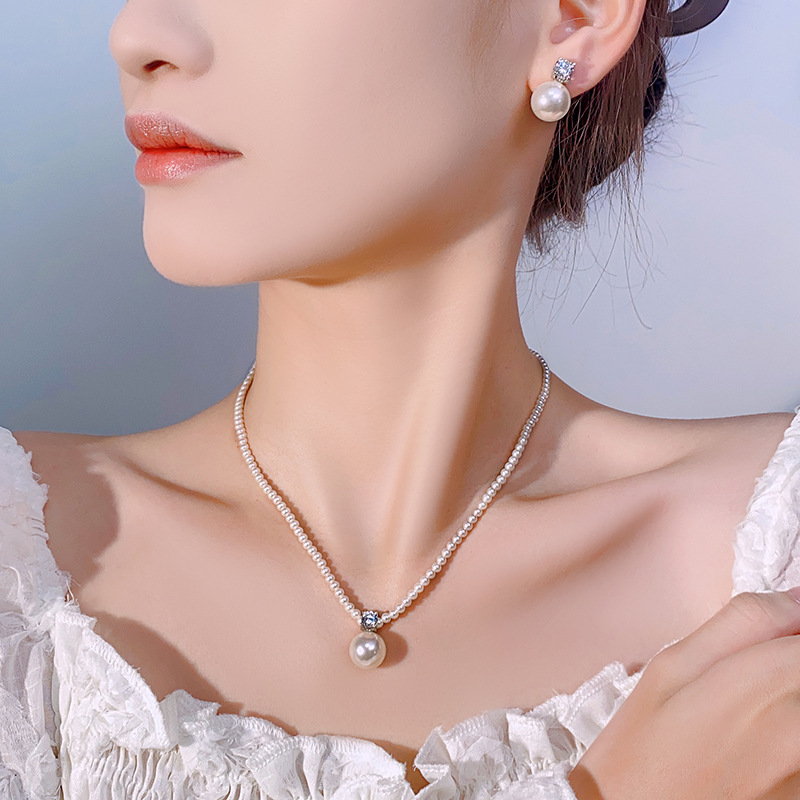 Pearl Set Necklace White Beads For Women