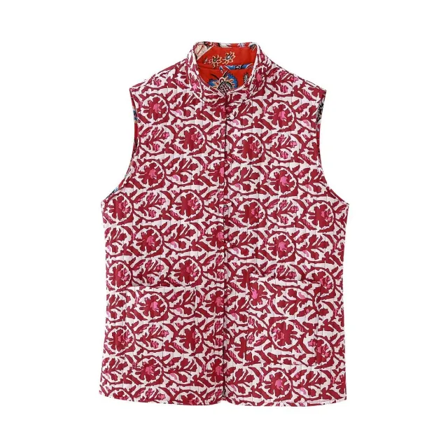 Autumn Versatile Double sided Quilted Printed Vest Red - Shop at LoveMi