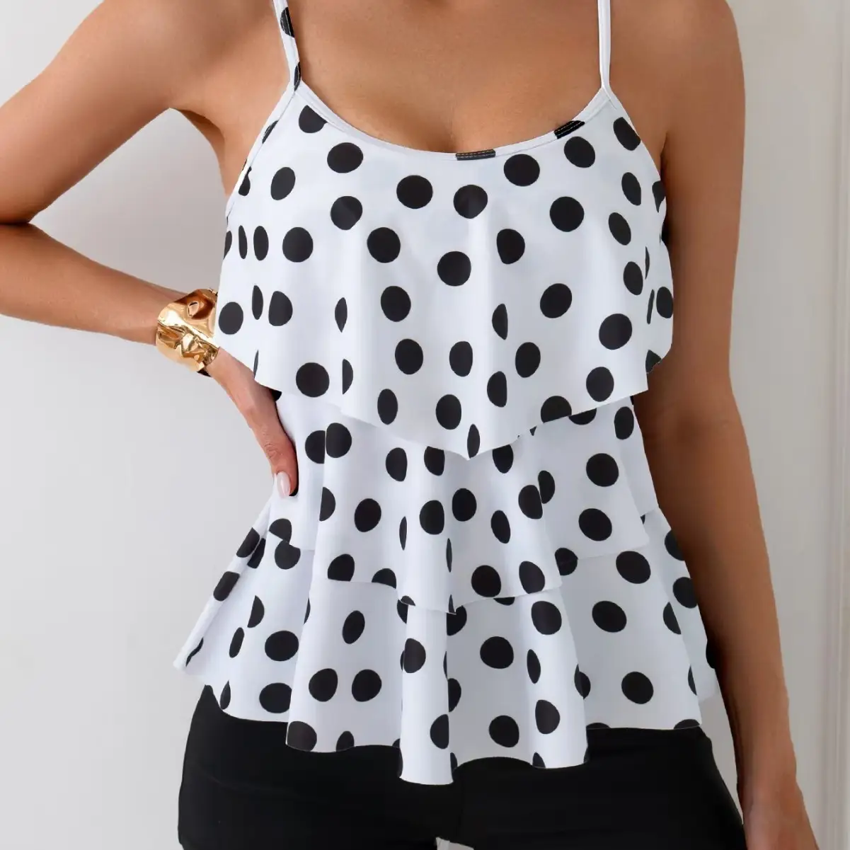 Double-shoulder Strap Boxers Split Swimsuit For Women