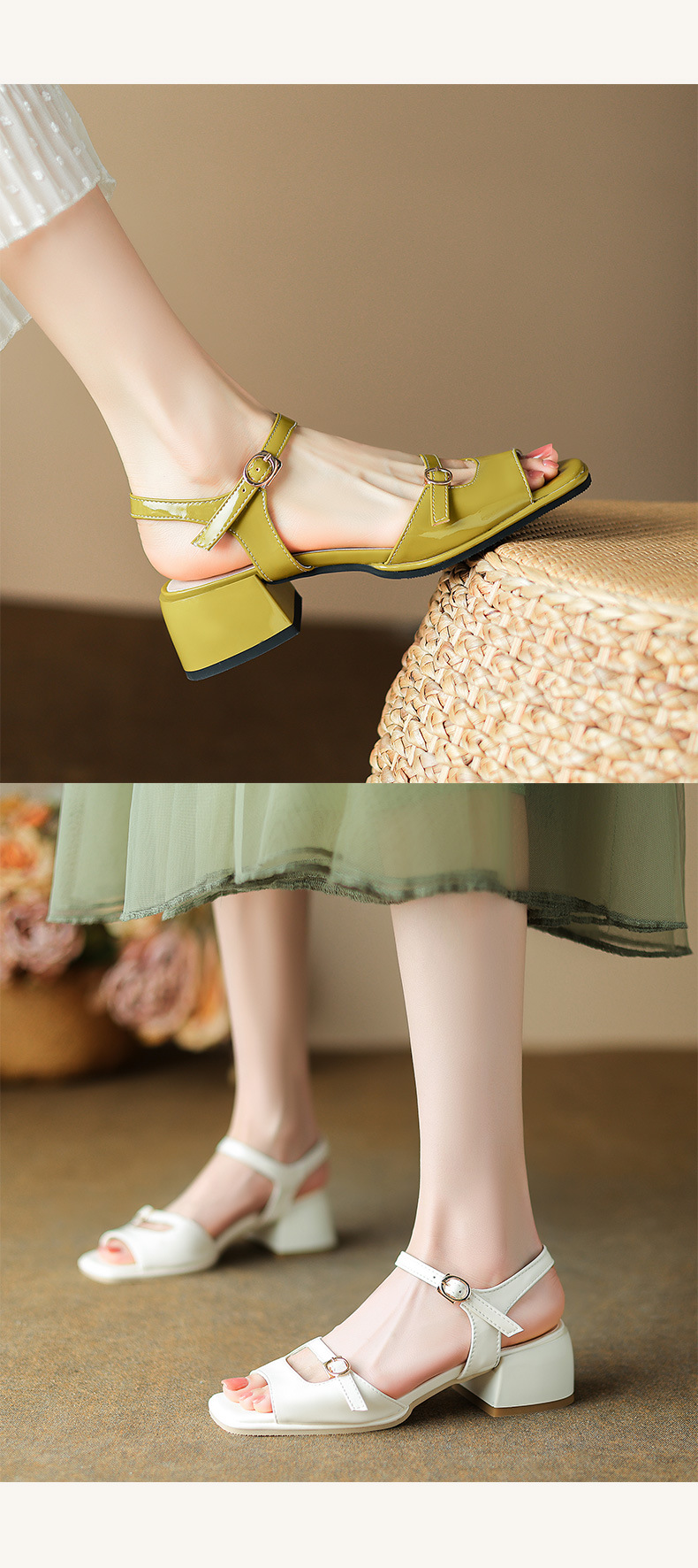 Chunky Heel Ankle-Strap Sandals — worn view 6