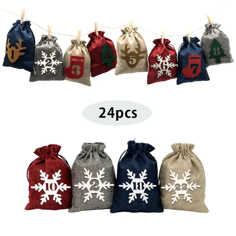 Sack Drawstring Bundle 24 Digital Christmas Felt Stickers Suit